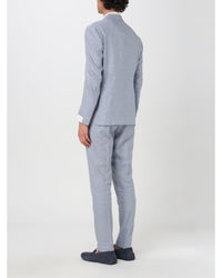 Eleventy Linen Suit TwoPiece Men Gnawed Blue