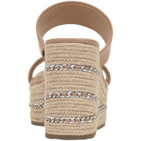 NYLANA Womens Square Toe Manmade Wedge Sandals