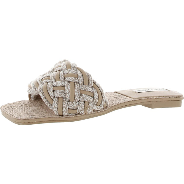 Zeal Womens Braided Embellished Slide Sandals