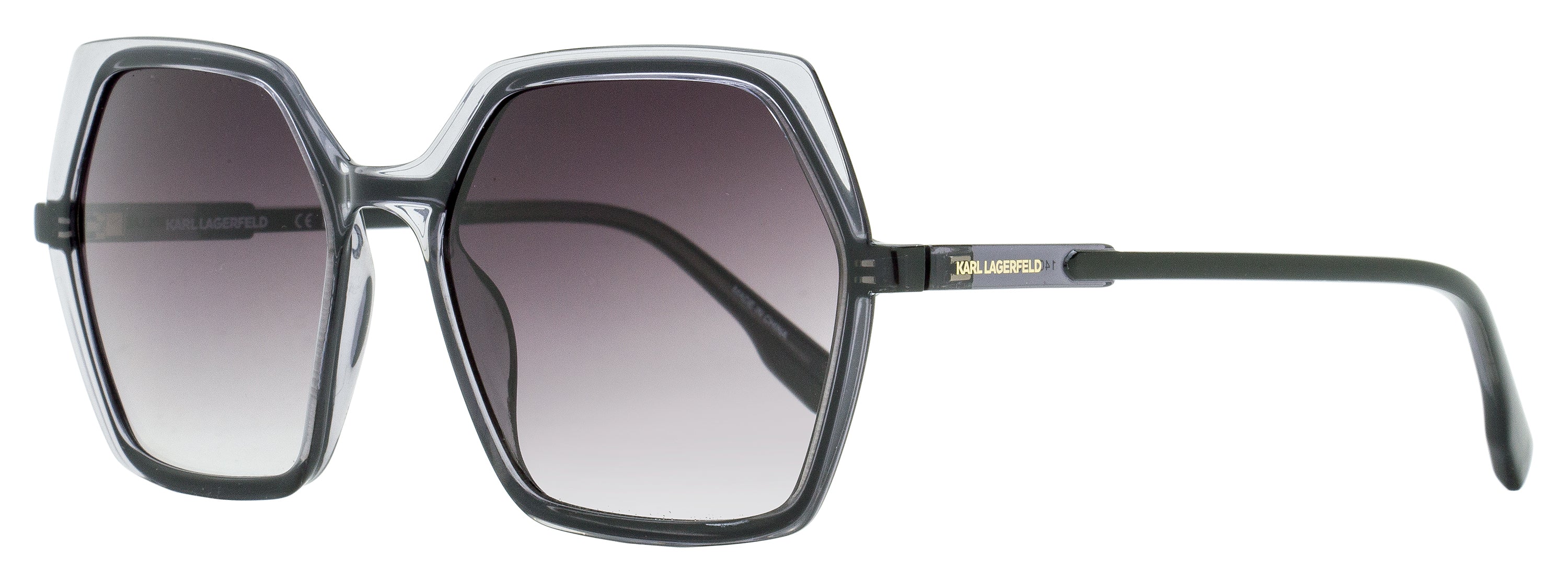 Karl Lagerfeld Hexagonal Sunglasses KL6083S 009 Transparent Gray 56mm Transparent Gray