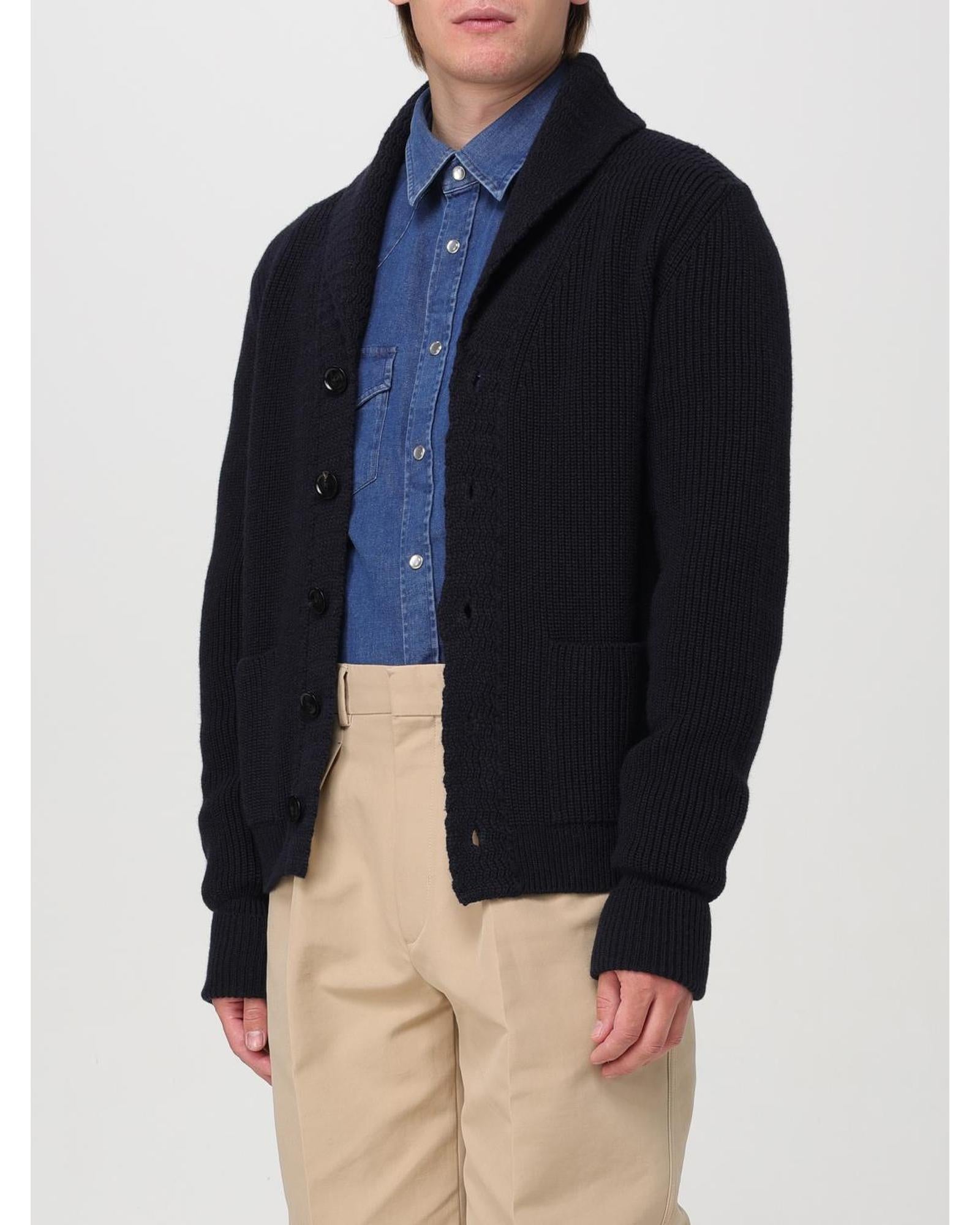 Tom Ford Shawl Collar Wool Cardigan Men Blue