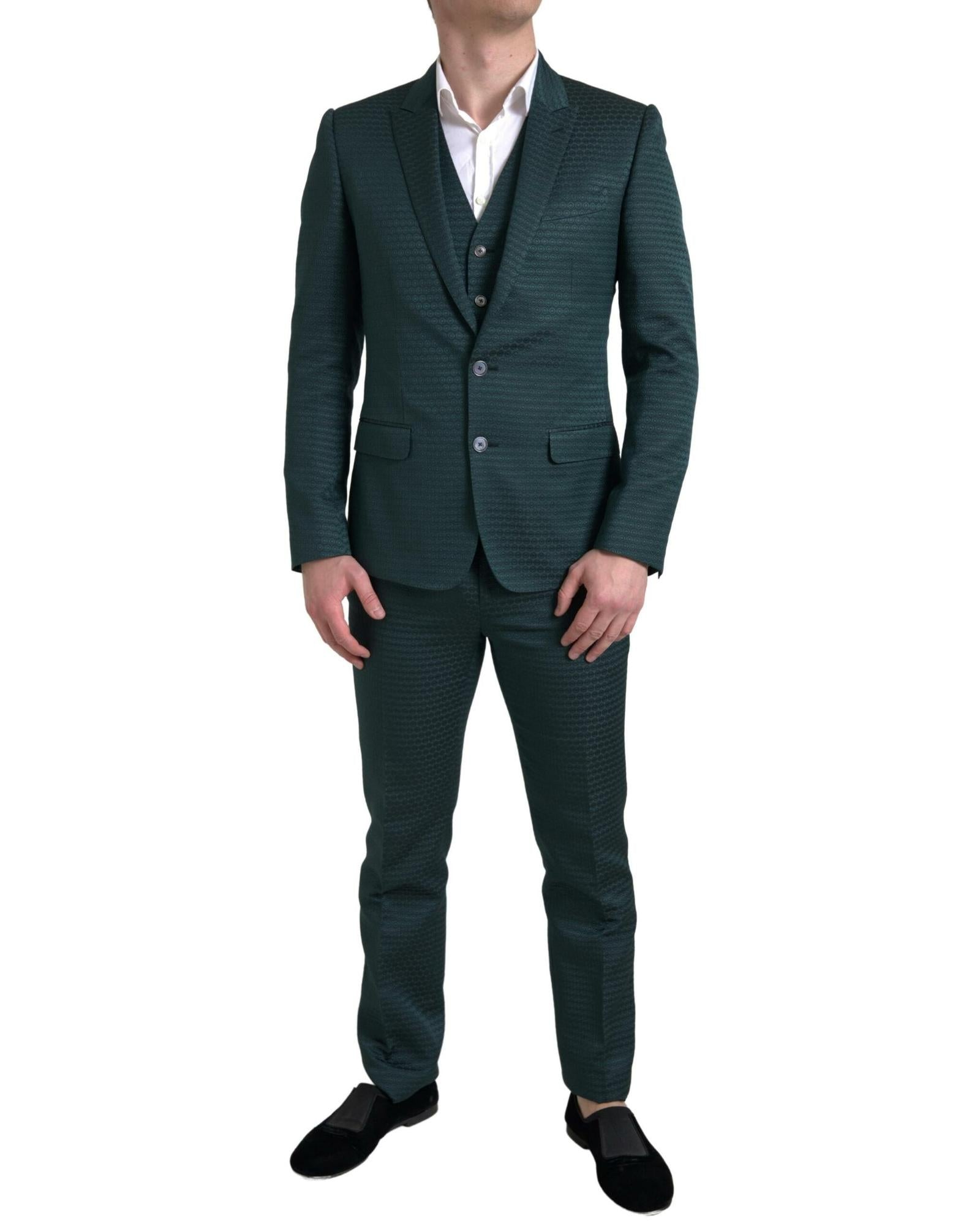 Dolce & Gabbana Green Patterned Suit for Men