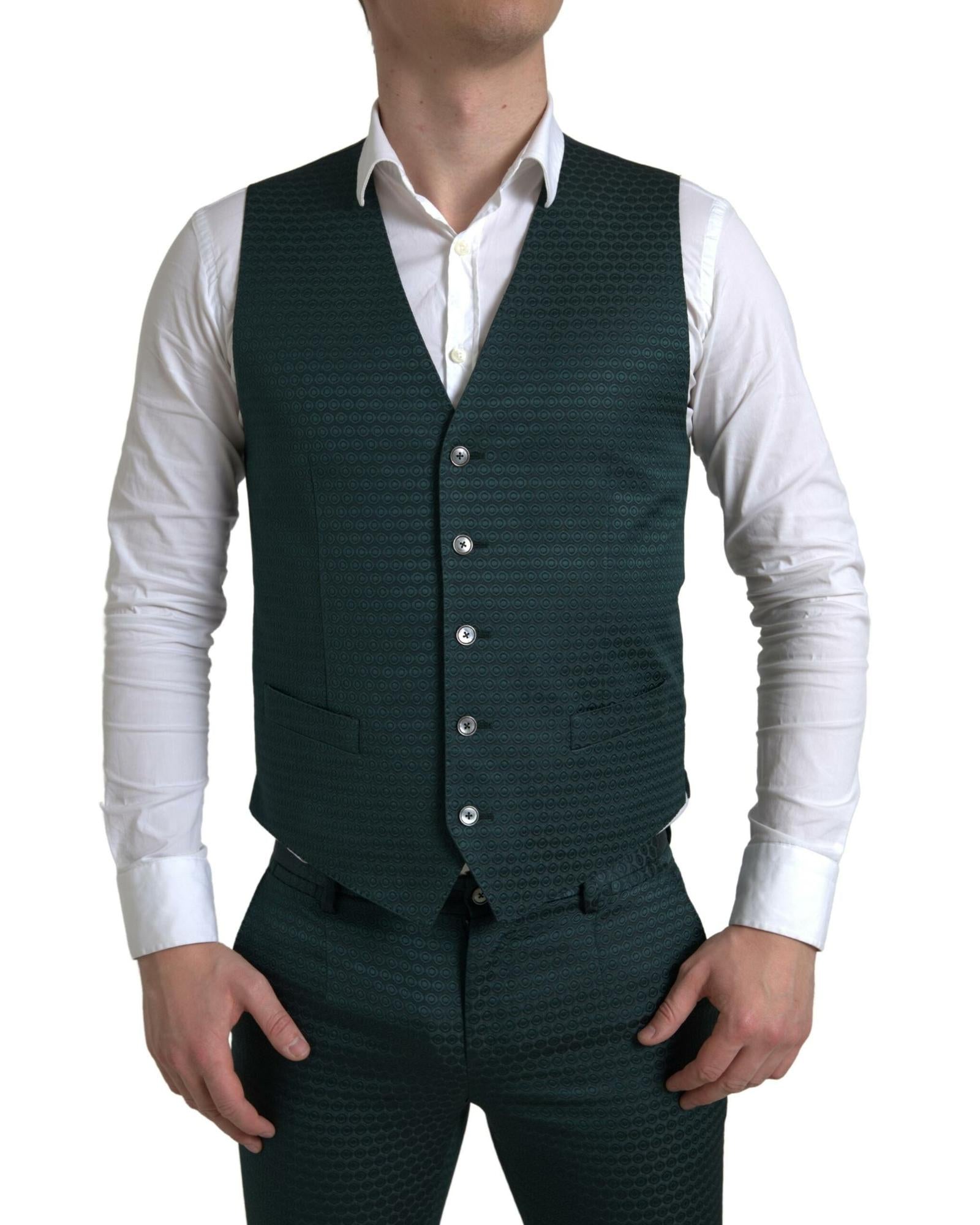Dolce & Gabbana Green Patterned Suit for Men