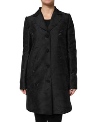 Dolce & Gabbana Floral Brocade Coat Women Black Jackets & Coats Black
