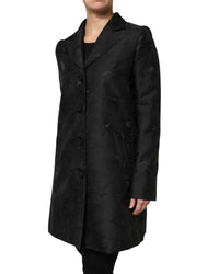 Dolce & Gabbana Floral Brocade Coat Women Black Jackets & Coats