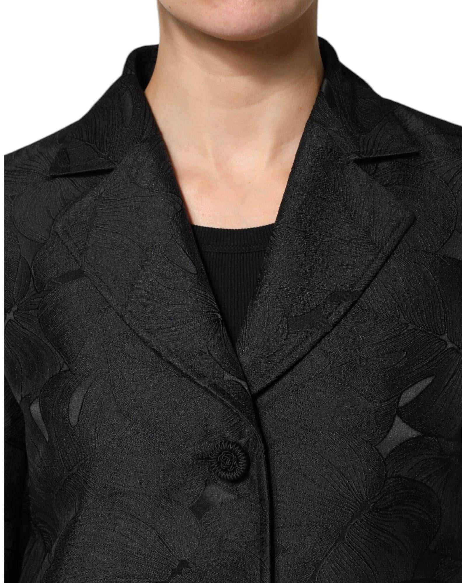 Dolce & Gabbana Floral Brocade Coat Women Black Jackets & Coats