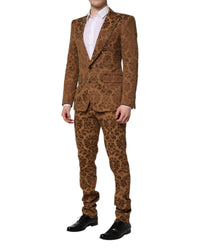 Dolce & Gabbana Damask Pattern Suit Men Brown