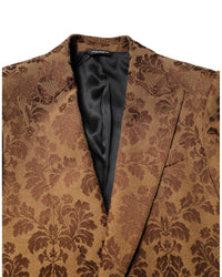 Dolce & Gabbana Damask Pattern Suit Men Brown
