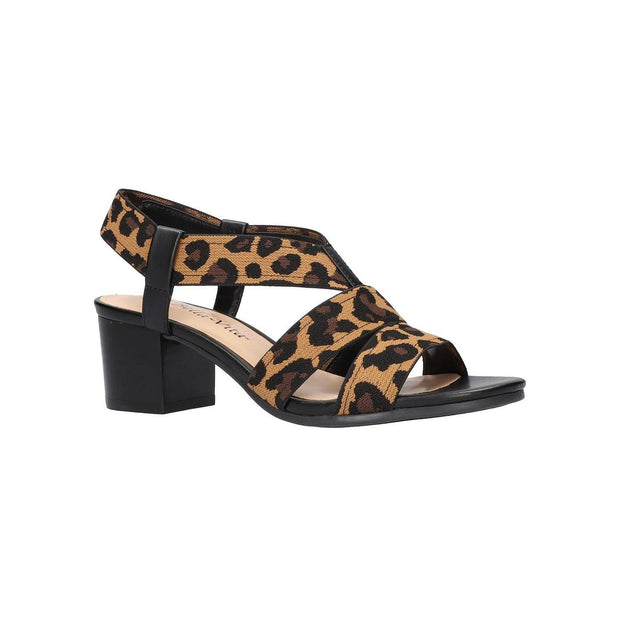 Jodi Womens Knit Leopard Heel Sandals