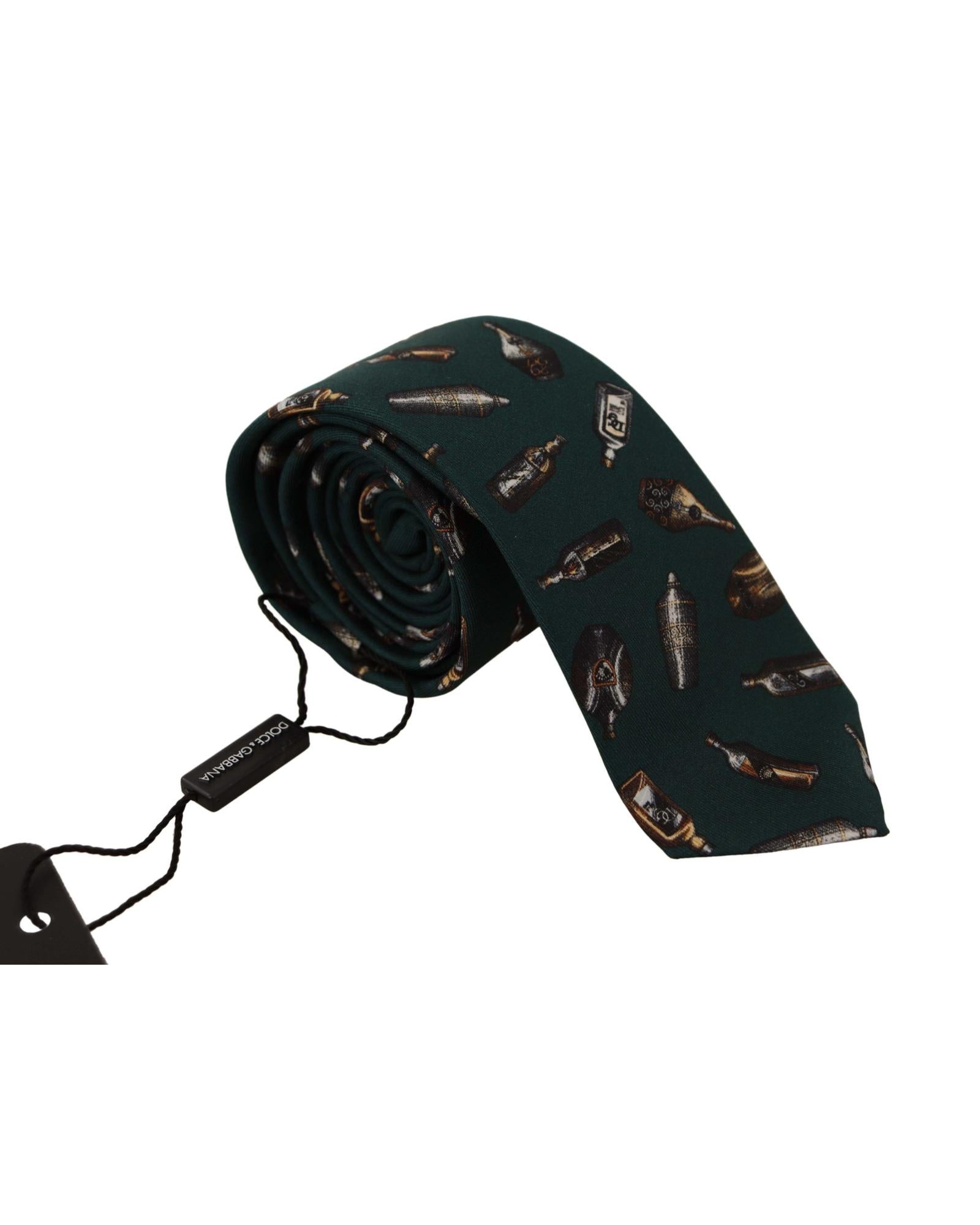 Dolce & Gabbana Bottle Print Silk Tie