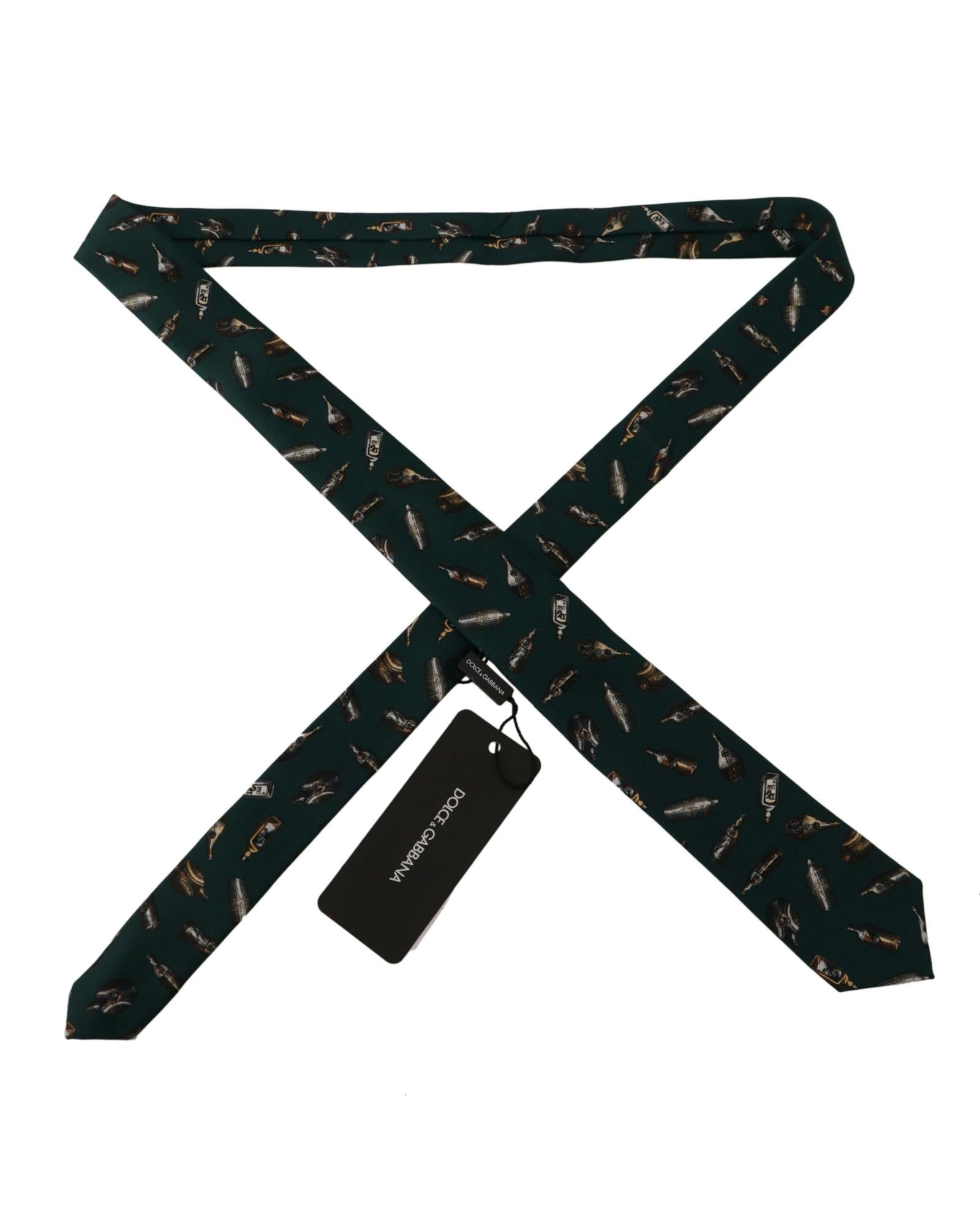 Dolce & Gabbana Bottle Print Silk Tie