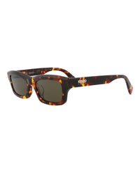 Kenzo Unisex Square/Rectangle Havana Havana Green Fashion Designer Eyewear