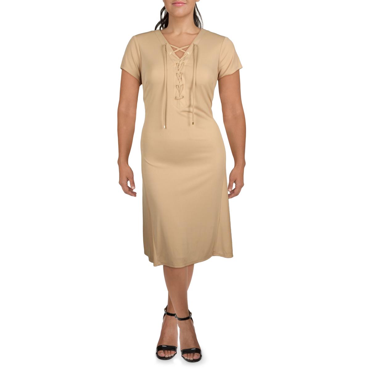 Womens Jersey Lace-Up Midi Dress