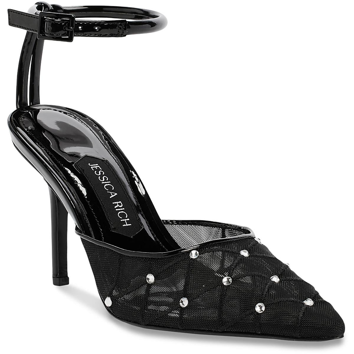 AMORA Womens Mesh Pointed toe Slingback Heels
