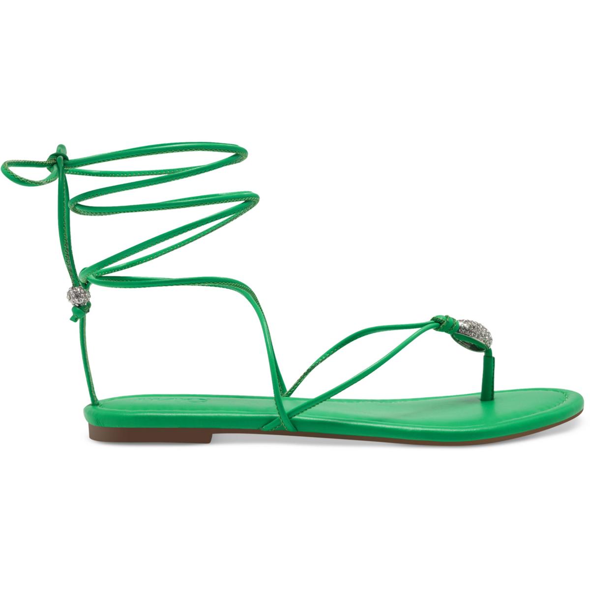 Amille Womens Faux Leather Ankle Tie Strappy Sandals