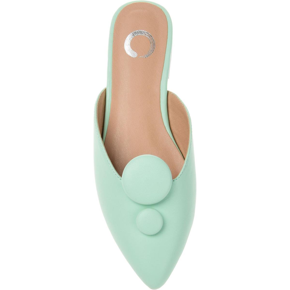 Mallorie Womens Embellished Faux Leather Mules
