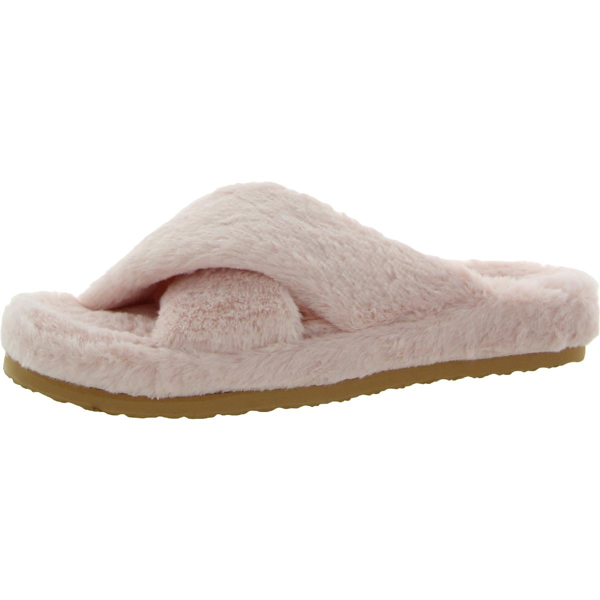 Franz Womens Slip On Faux Fur Slide Slippers