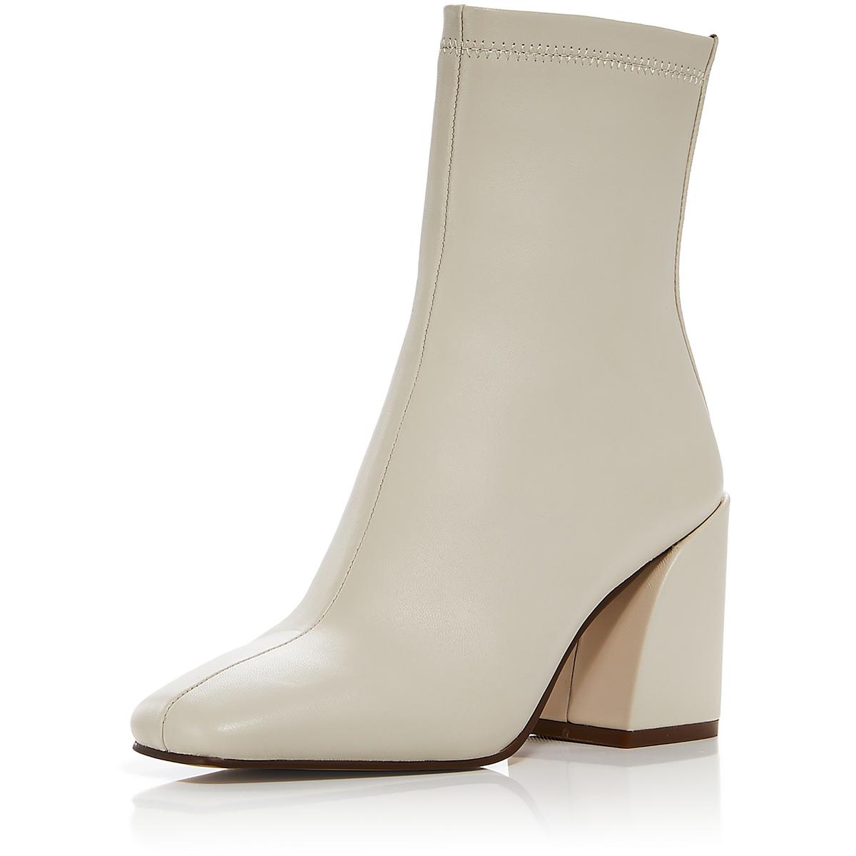 Julie Womens Leather Square Toe Mid-Calf Boots