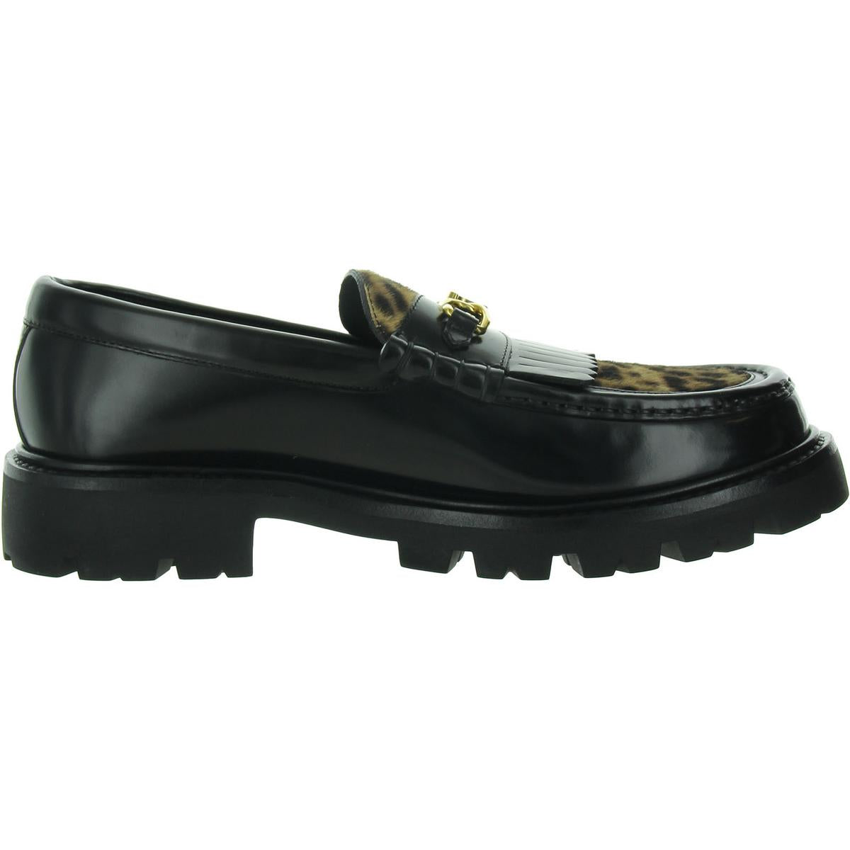 Margaret Womens Patent Leather Faux Fur Loafers