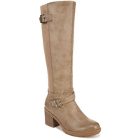 PRAIRIE Womens Faux Leather Block Heel Knee-High Boots