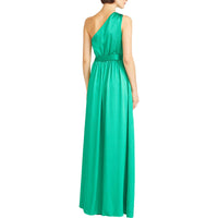 Womens Asymmetric Satin Maxi Dress