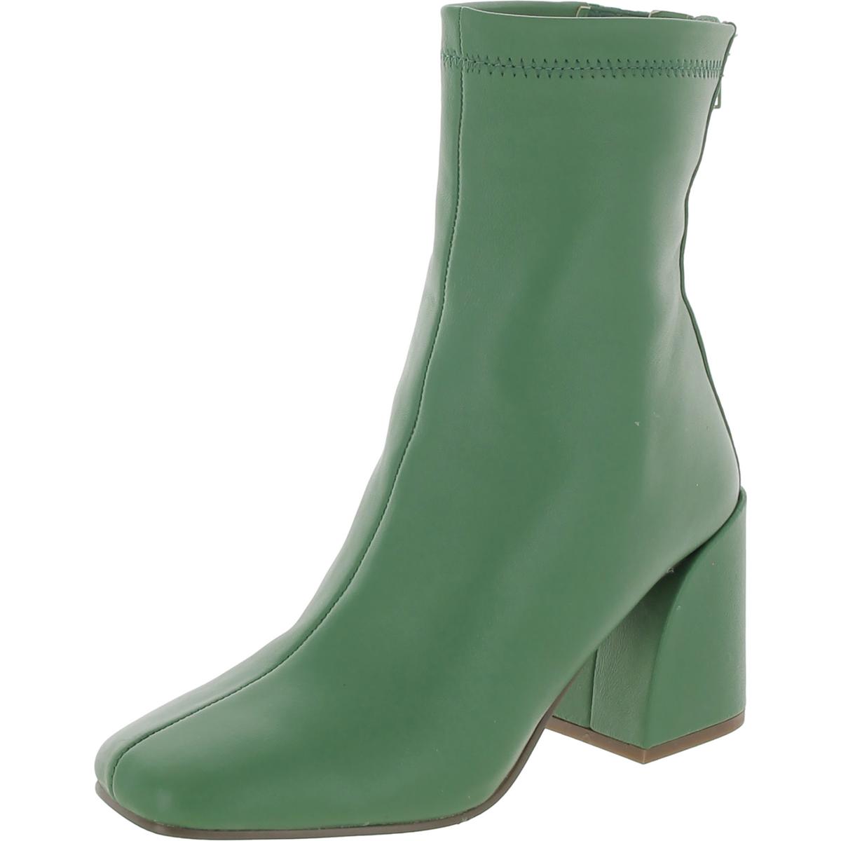 Julie Womens Leather Square Toe Mid-Calf Boots