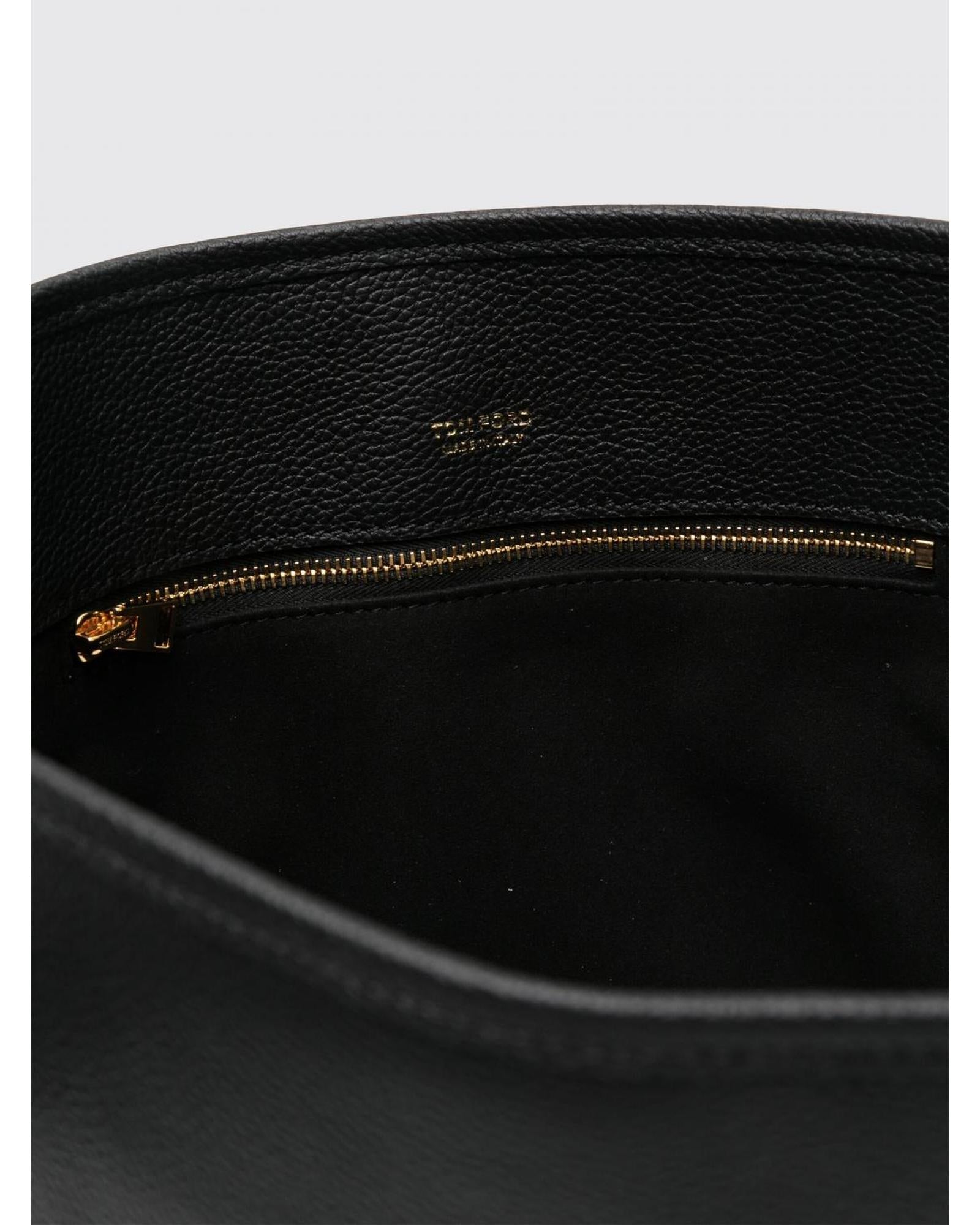 Tom Ford Bucket Bag Leather Shoulder Women Black Shoulder Bags