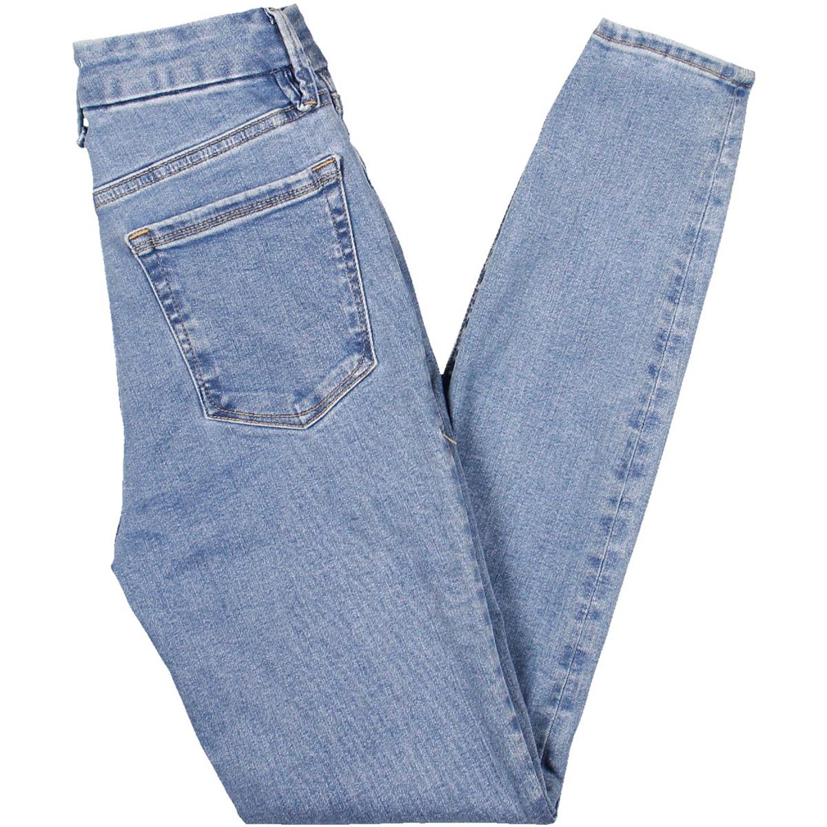 Womens Mid Rise Light Wash Skinny Jeans
