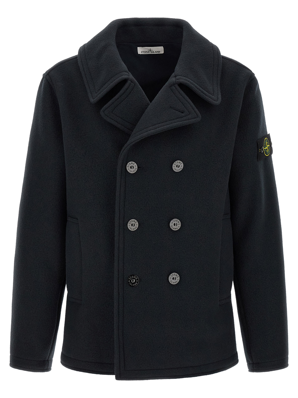 STONE ISLAND Stone Island Men Double-Breasted Coat With Logo Badge