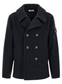 STONE ISLAND Stone Island Men Double-Breasted Coat With Logo Badge