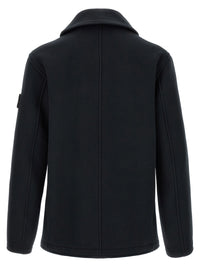 STONE ISLAND Stone Island Men Double-Breasted Coat With Logo Badge
