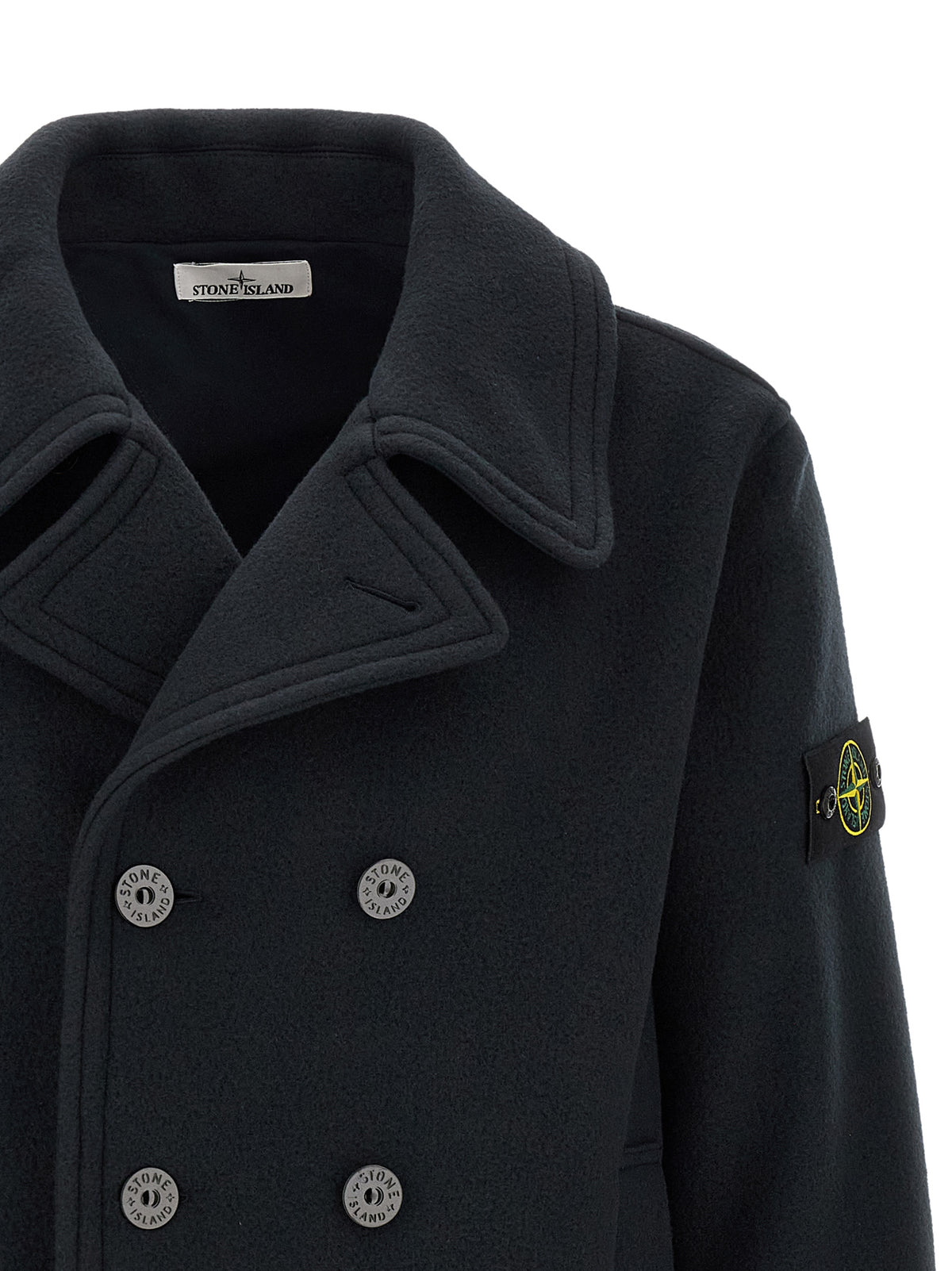 STONE ISLAND Stone Island Men Double-Breasted Coat With Logo Badge