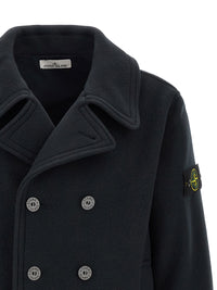 STONE ISLAND Stone Island Men Double-Breasted Coat With Logo Badge