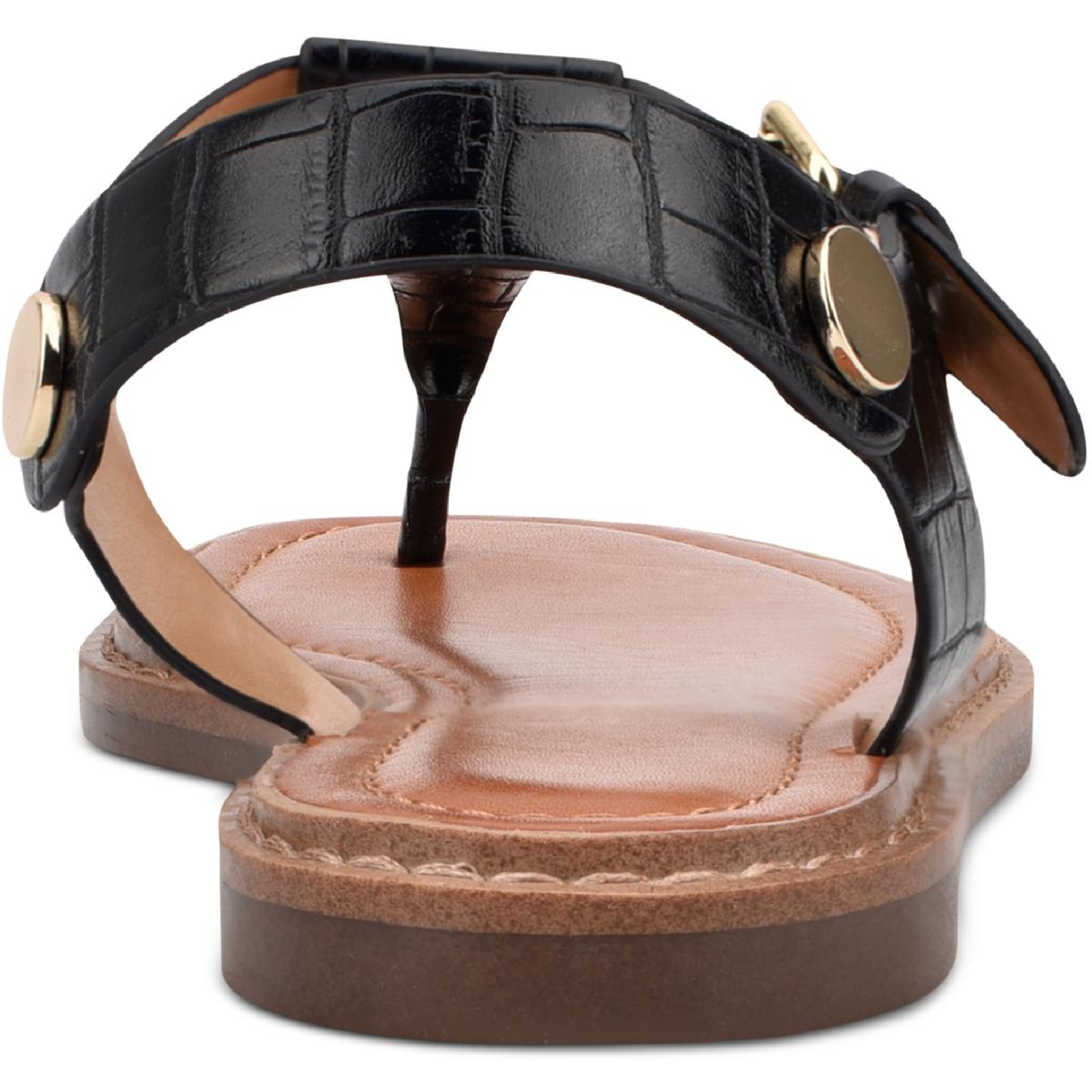 Bennia Womens Embellished Faux Leather Thong Sandals