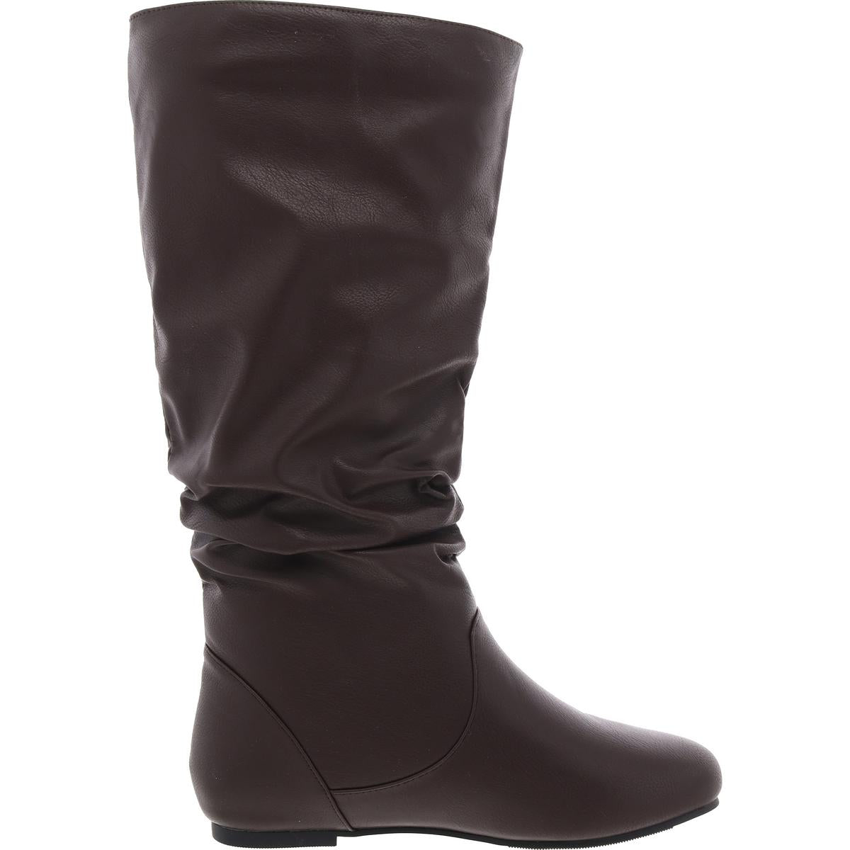 Womens Laceless Faux Leather Knee-High Boots