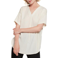 Stevie Womens V-Neck Side-Slit Top Regular 6 (S) Pinenuts