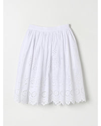Dolce & Gabbana Eyelet Embroidered ALine Skirt Kids White
