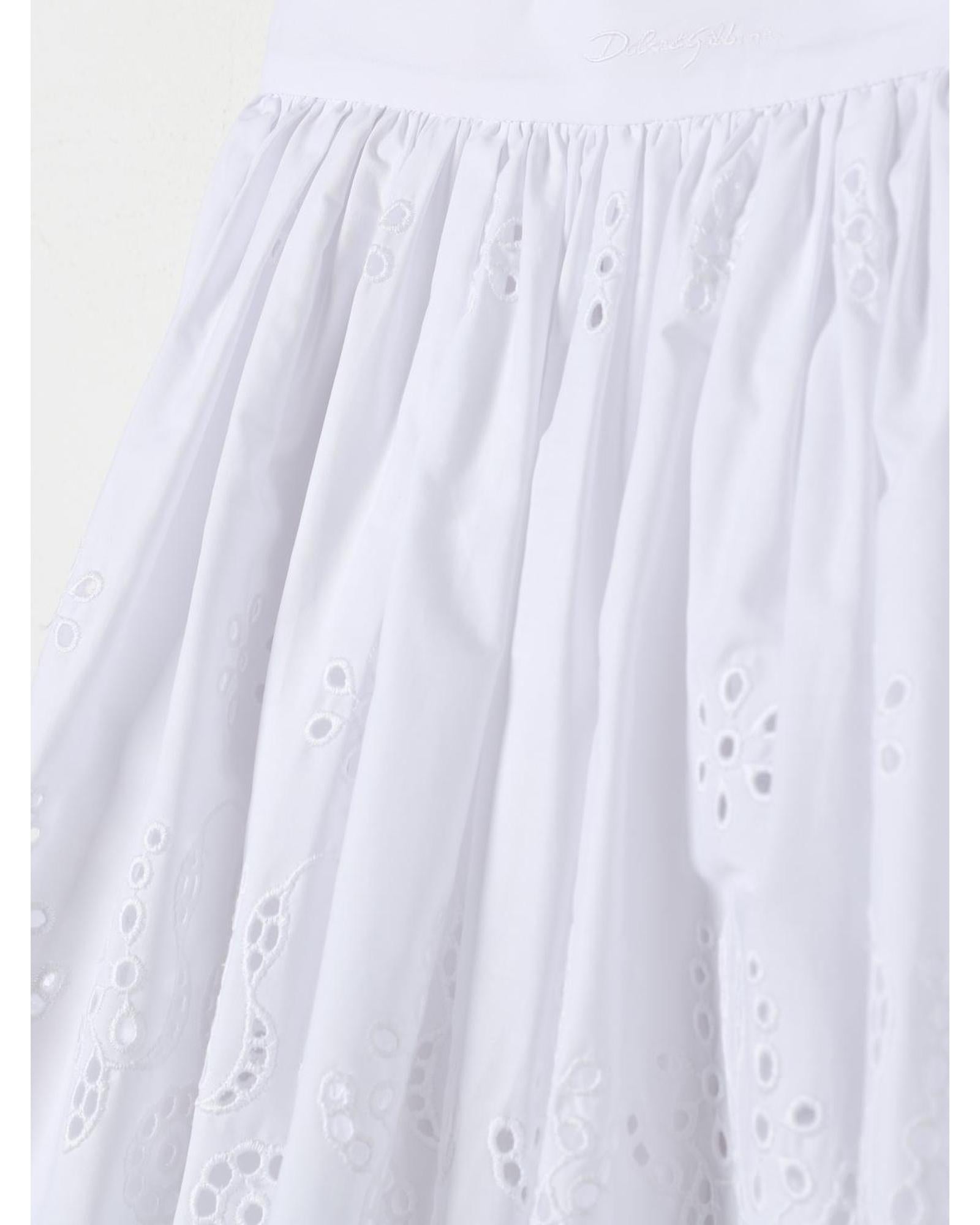 Dolce & Gabbana Eyelet Embroidered ALine Skirt Kids White