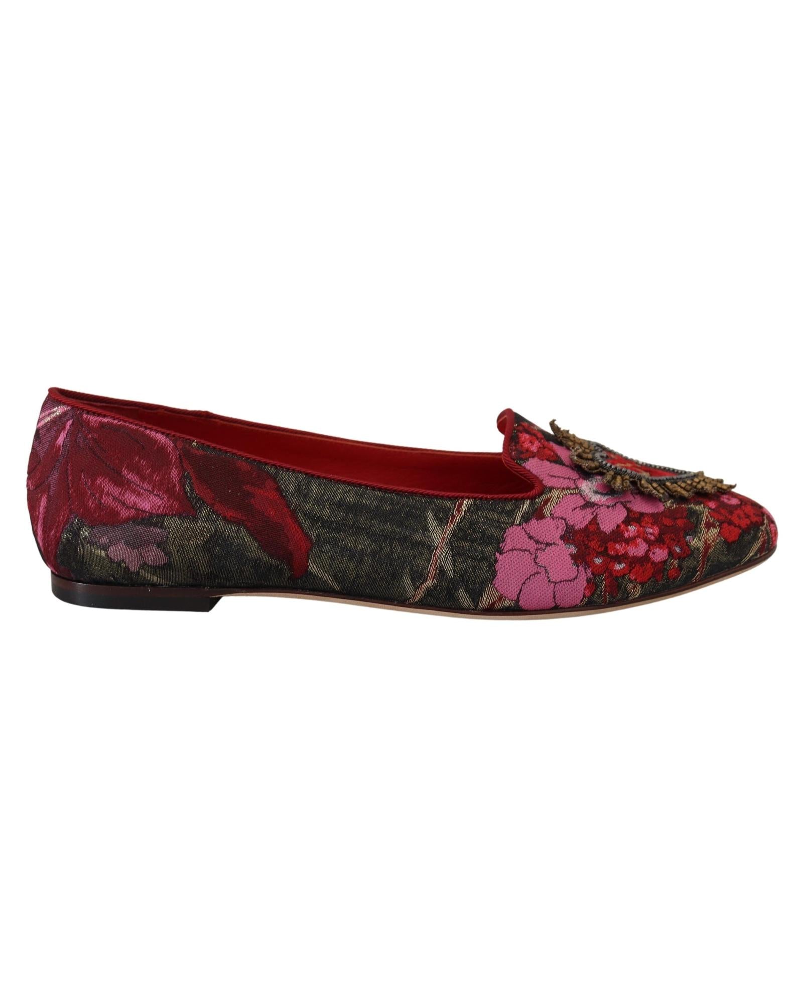 Dolce & Gabbana Floral Brocade Ballerinas - Red 5 Multicolor