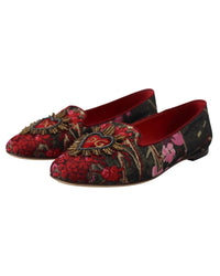 Dolce & Gabbana Floral Brocade Ballerinas - Red