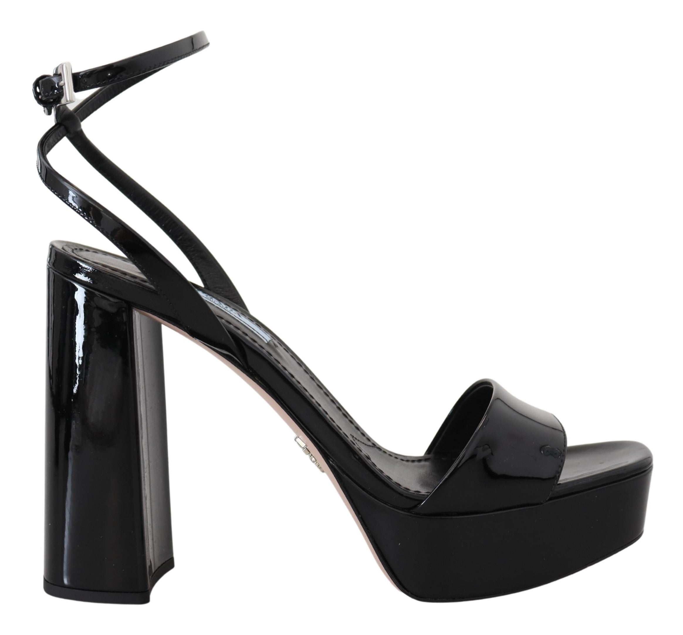Prada Patent Leather Block Heel Sandals3
