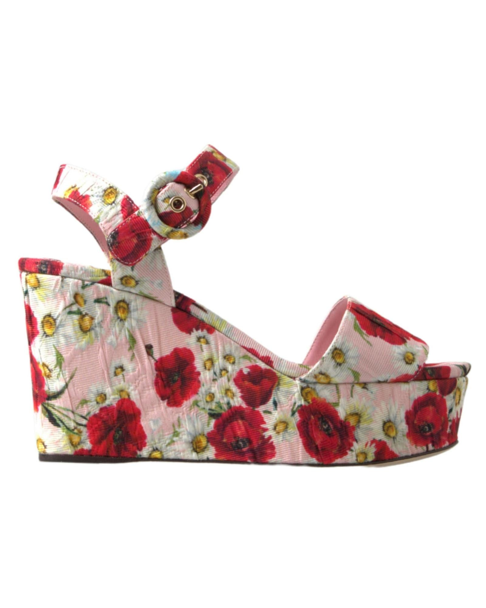 Dolce & Gabbana  Floral Print Wedge Sandals