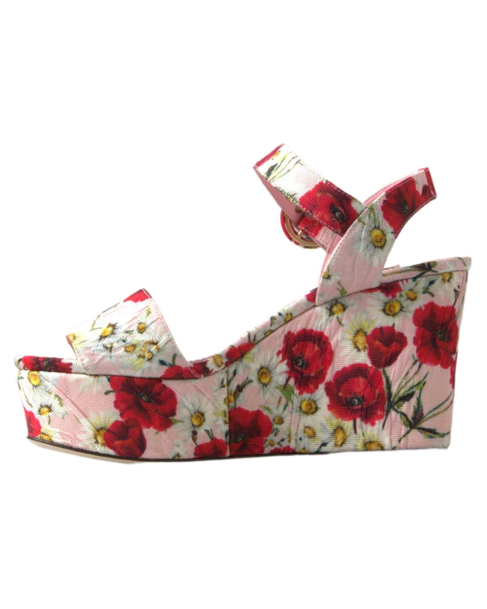 Dolce & Gabbana  Floral Print Wedge Sandals