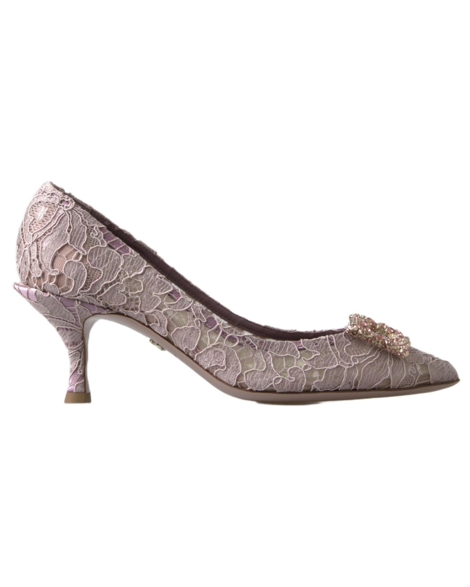 Dolce & Gabbana  Lace Ballerina Flats with Jeweled Buckle