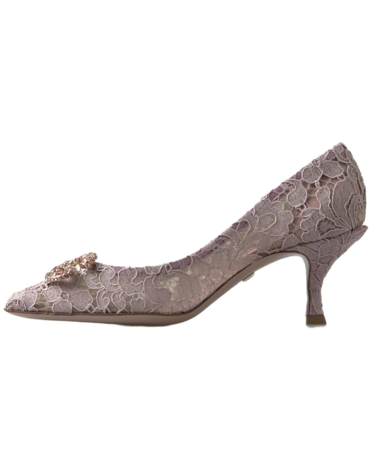 Dolce & Gabbana  Lace Ballerina Flats with Jeweled Buckle