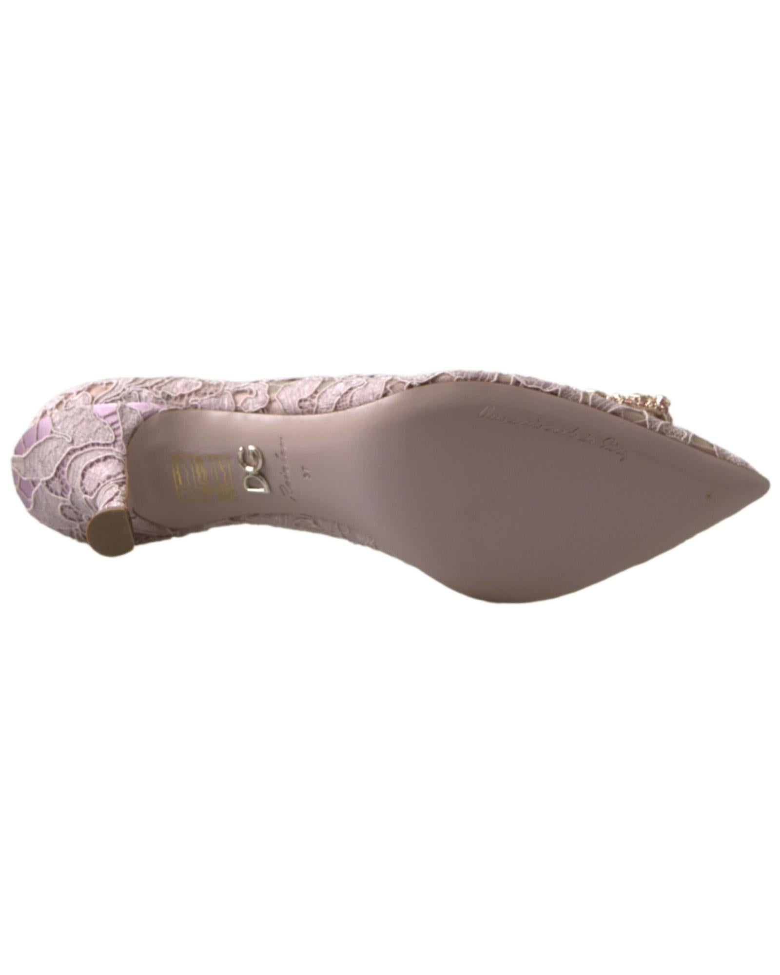 Dolce & Gabbana  Lace Ballerina Flats with Jeweled Buckle
