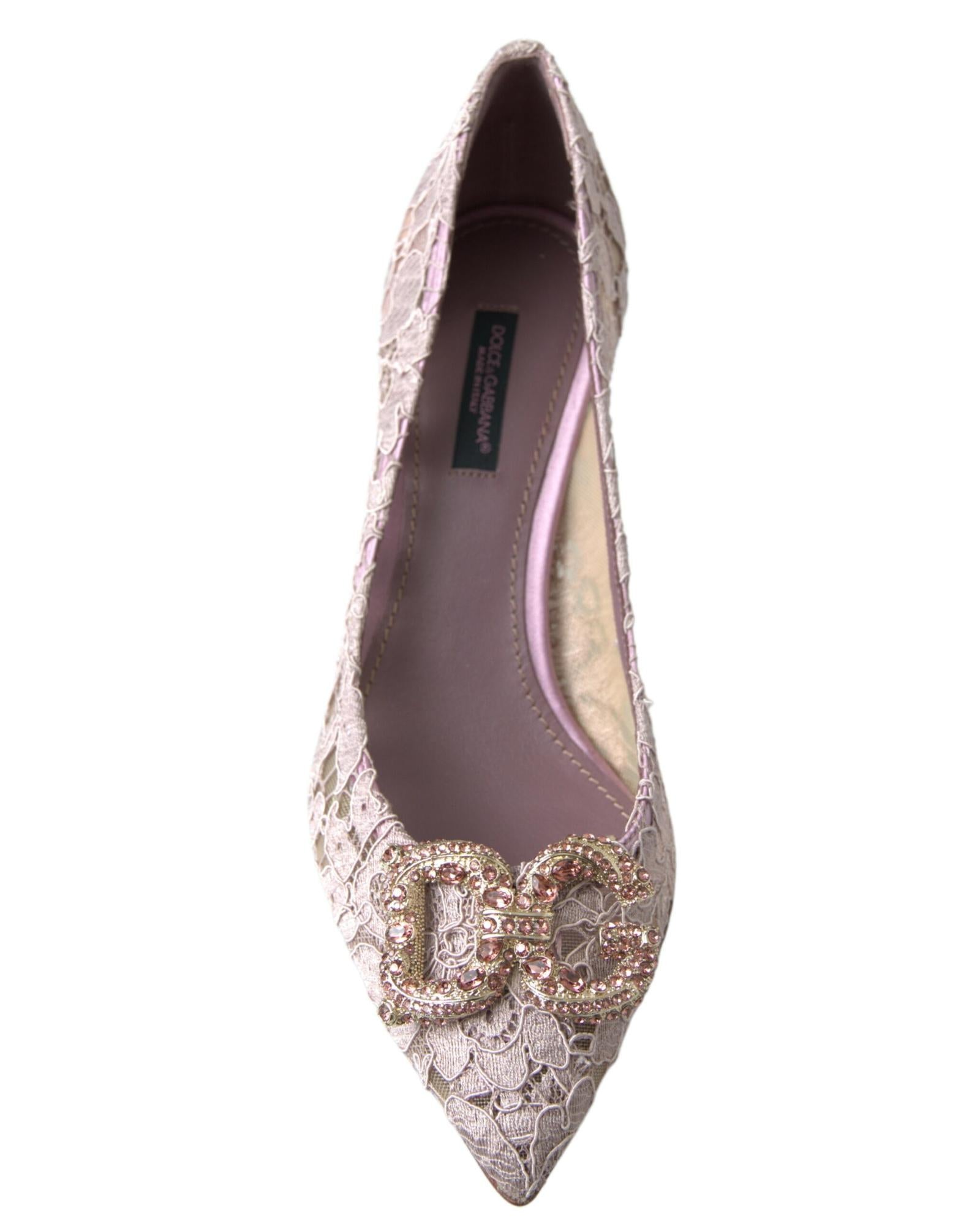 Dolce & Gabbana  Lace Ballerina Flats with Jeweled Buckle