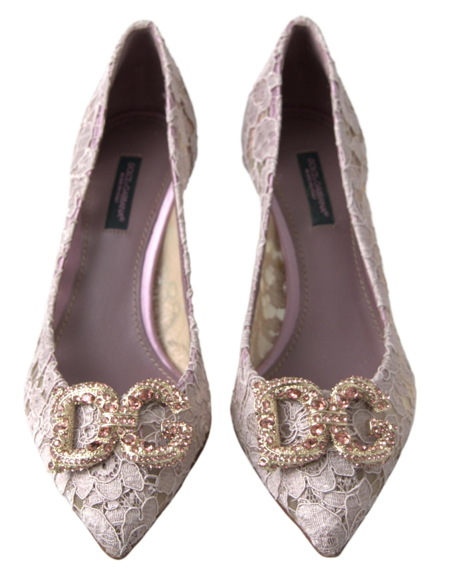 Dolce & Gabbana  Lace Ballerina Flats with Jeweled Buckle