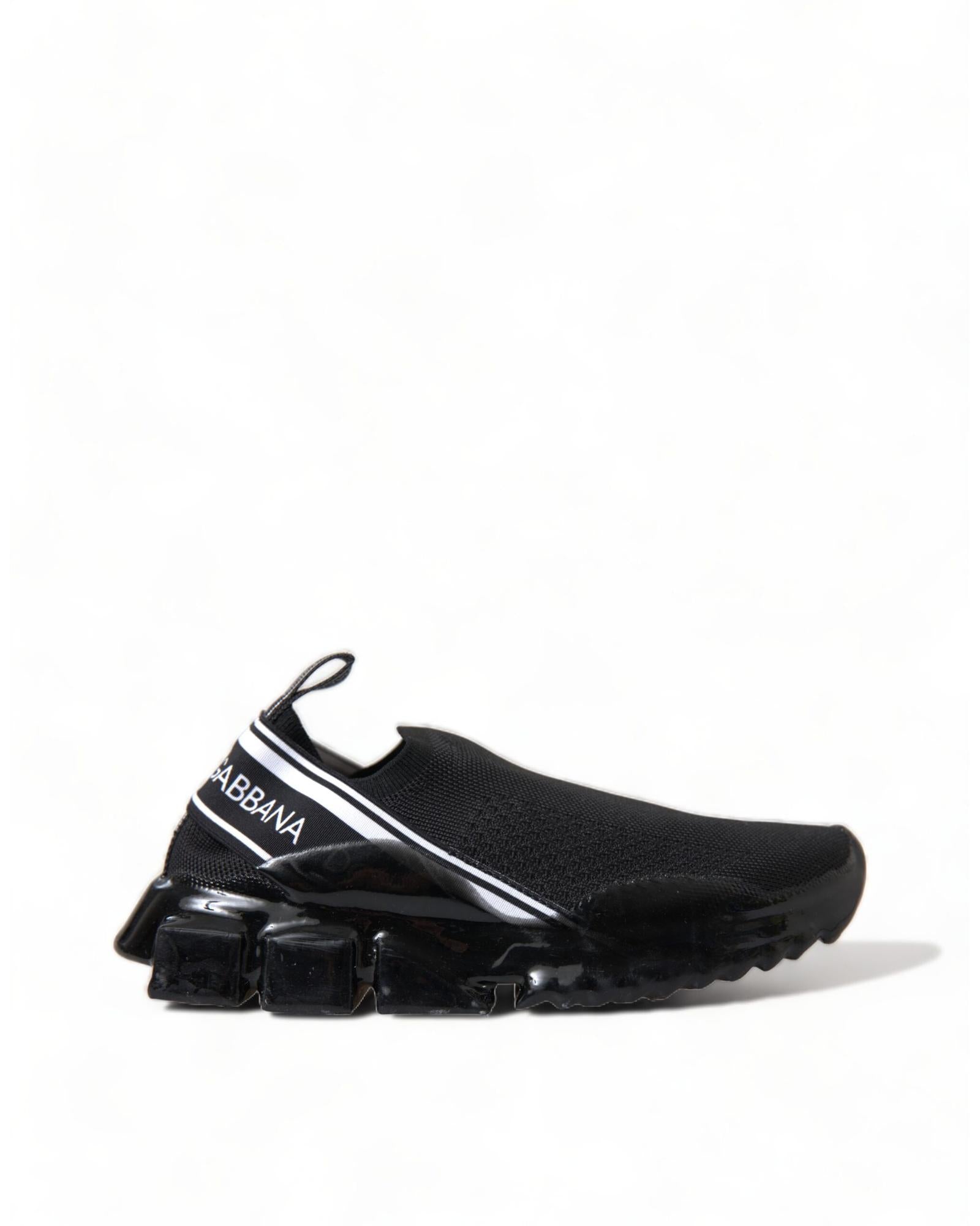 Dolce & Gabbana Portofino Black Knit Sneakers