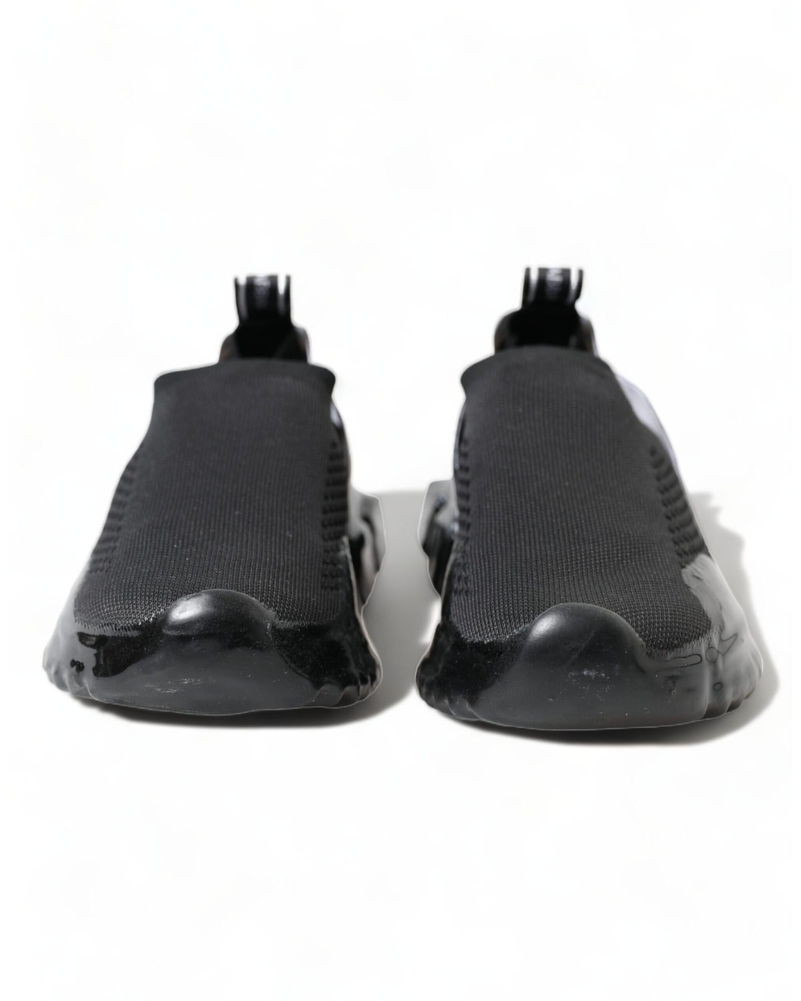 Dolce & Gabbana Portofino Black Knit Sneakers